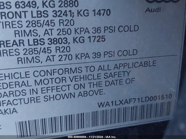 WA1LXAF71LD001510 Audi Q7 Premium Plus 55 Tfsi Quattro Tiptronic