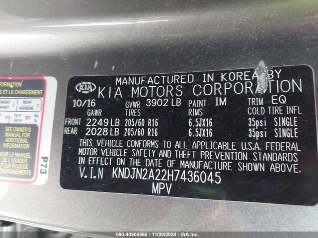 KIA Soul 2017 KNDJN2A22H7436045 Image 9
