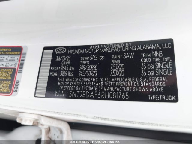 5NTJEDAF6RH081765 Hyundai Santa Cruz Limited