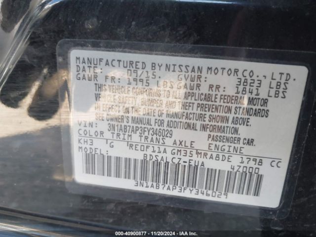 3N1AB7AP3FY346029 Nissan SENTRA S
