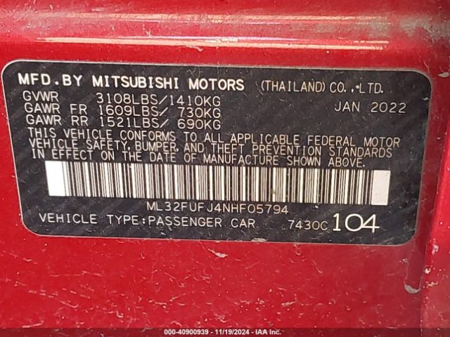 ML32FUFJ4NHF05794 Mitsubishi Mirage G4 Black Edition/es/le