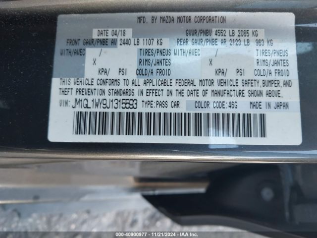 JM1GL1WY9J1315593 Mazda Mazda6 Grand Touring Reserve