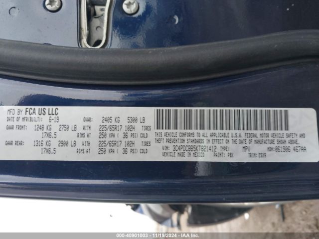 3C4PDCBB5KT821412 Dodge JOURNEY SE