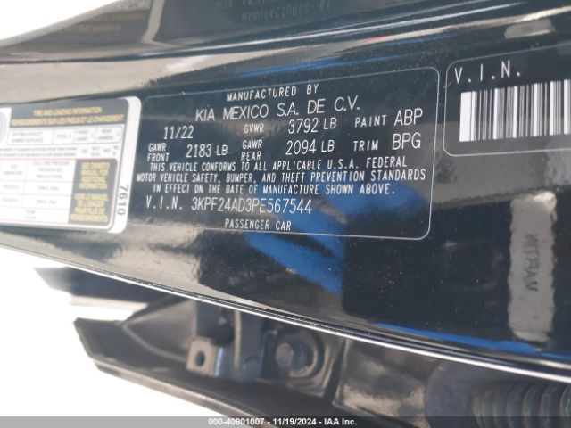 3KPF24AD3PE567544 KIA Forte Lxs