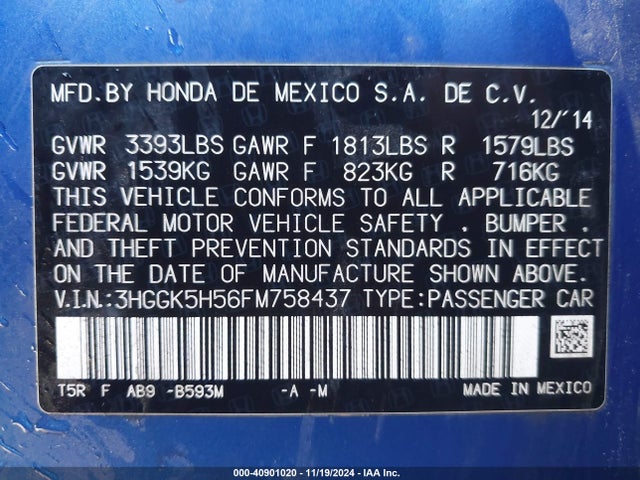 Honda FIT LX 2015 3HGGK5H56FM758437 Image 9