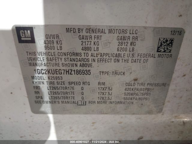 1GC2KUEG7HZ186935 Chevrolet Silverado 2500hd Wt