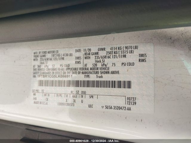 1FTBR1CG5LKB66911 Ford Transit-250 Cargo Van