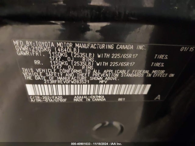 Toyota Rav4 Xle 2015 2T3RFREV0FW283521 Image 9