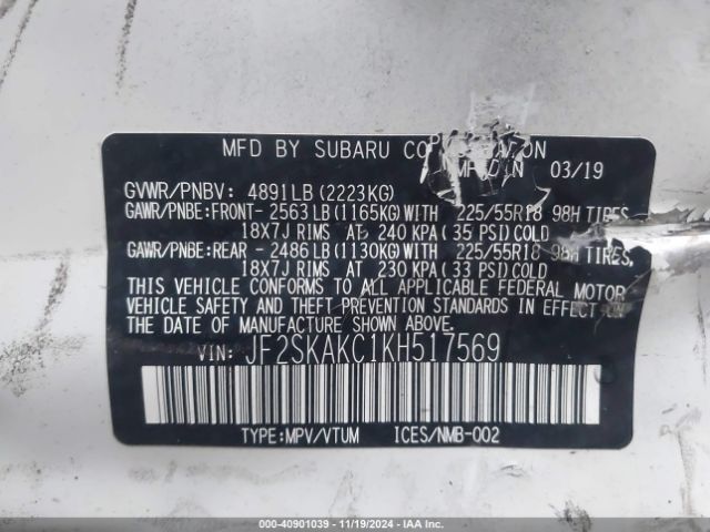 JF2SKAKC1KH517569 Subaru Forester Sport
