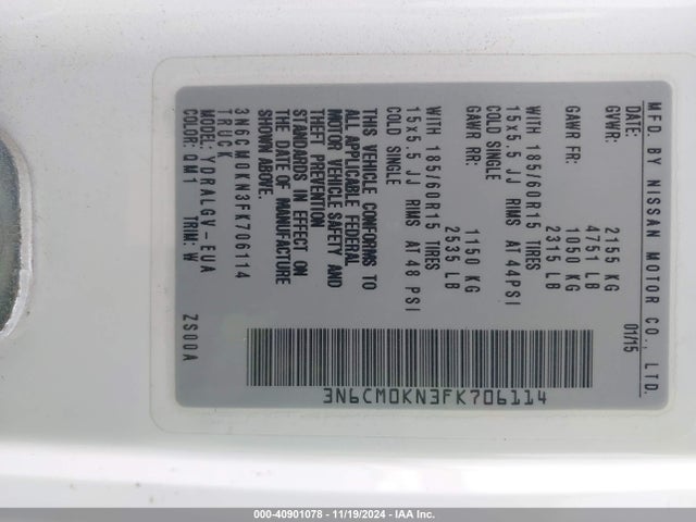 Nissan NV200 SV 2015 3N6CM0KN3FK706114 Image 9
