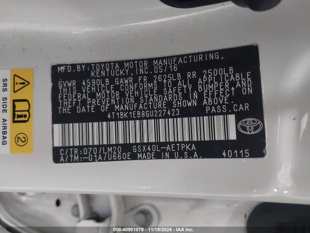 4T1BK1EB8GU227423 Toyota AVALON LIMITED