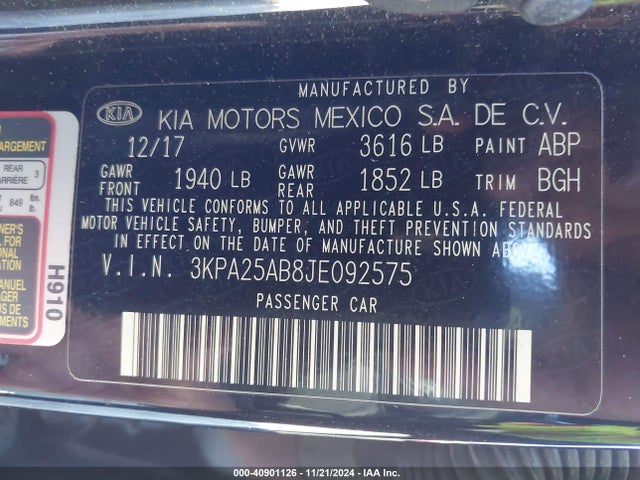 KIA RIO LX 2018 3KPA25AB8JE092575 Image 9