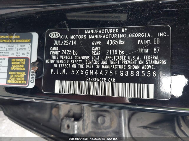 KIA OPTIMA EX 2015 5XXGN4A75FG383556 Image 9