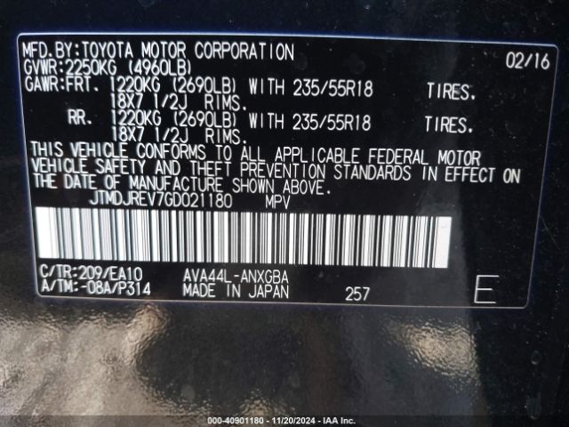 JTMDJREV7GD021180 Toyota Rav4 Hybrid Limited