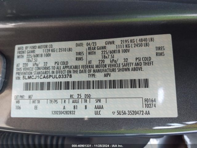 5LMCJ1CA6PUL03378 Lincoln Corsair Standard