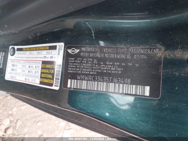 2005 MINI COOPER WMWRC33435TJ63498 Photo 8