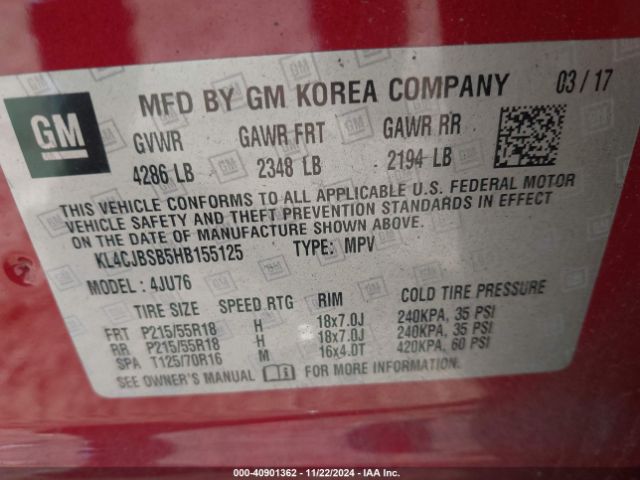 KL4CJBSB5HB155125 Buick Encore Preferred Ii
