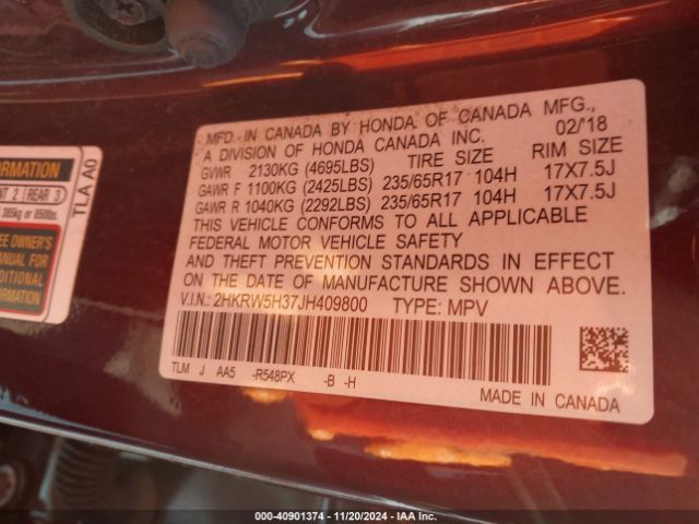 2HKRW5H37JH409800 Honda CR-V LX