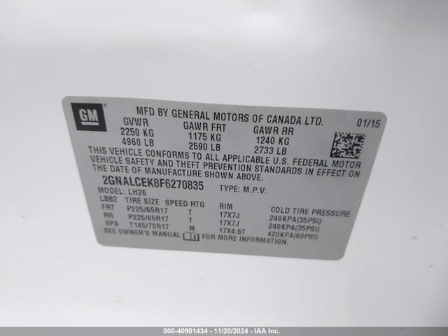 Chevrolet Equinox 2lt 2015 2GNALCEK8F6270835 Image 9