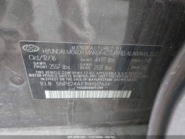 5NPE24AF1HH512634 Hyundai SONATA SE