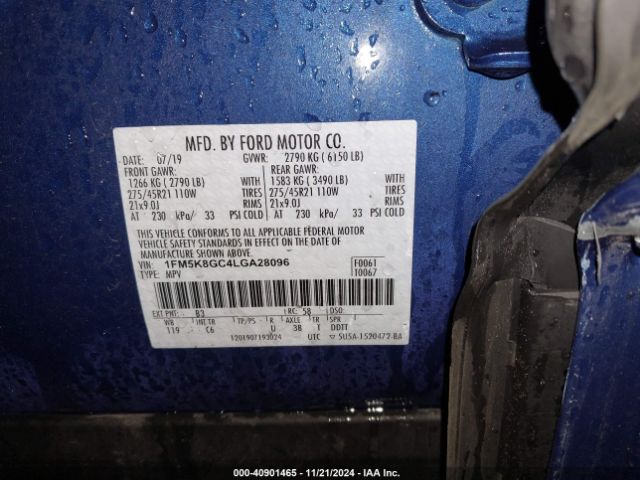 1FM5K8GC4LGA28096 Ford Explorer St