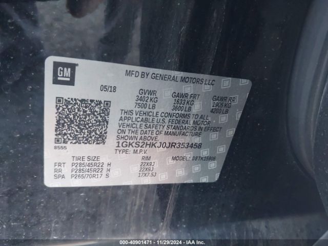 1GKS2HKJ0JR353458 GMC YUKON XL DENALI
