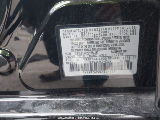 3N1AB7AP2GY254167 Nissan SENTRA SR