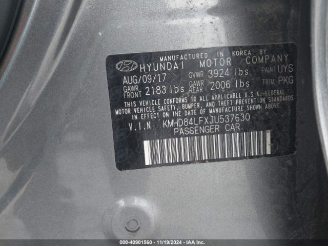 KMHD84LFXJU537630 Hyundai ELANTRA SEL