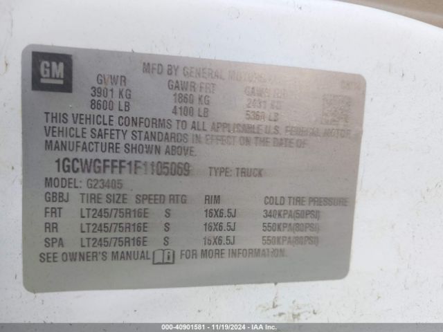 1GCWGFFF1F1105069 Chevrolet Express 2500 Work Van
