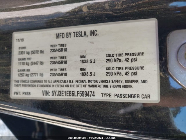 2020 TESLA MODEL 3 5YJ3E1EB6LF599474 Photo 8