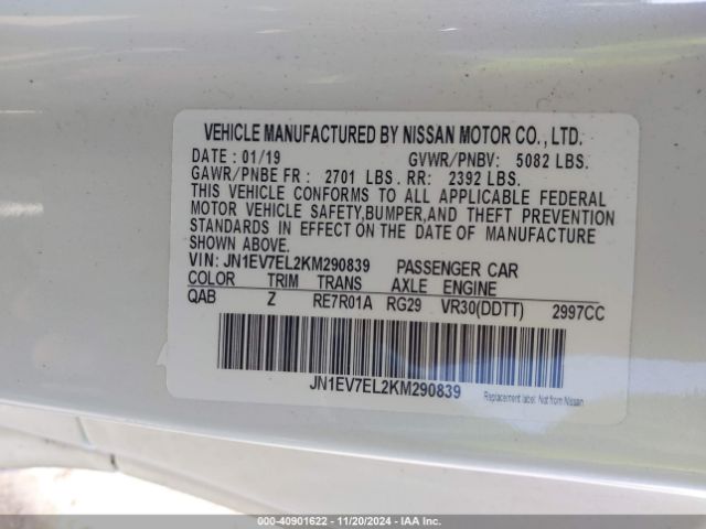 JN1EV7EL2KM290839 Infiniti Q60 3.0t Luxe