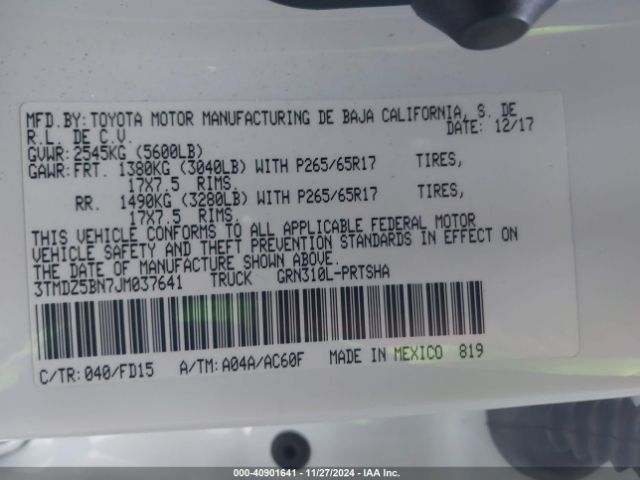3TMDZ5BN7JM037641 Toyota 2gr-fks