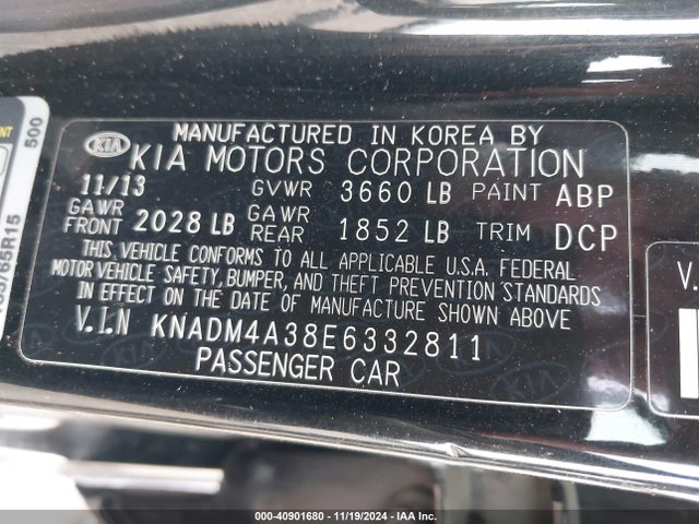 KIA RIO LX 2014 KNADM4A38E6332811 Image 9