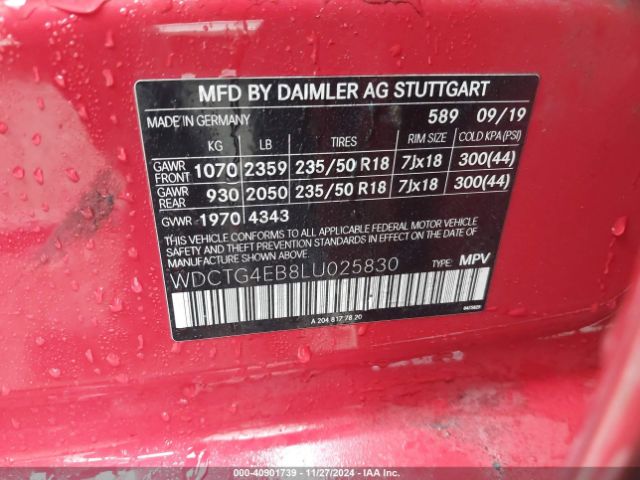 WDCTG4EB8LU025830 Mercedes-Benz GLA 250