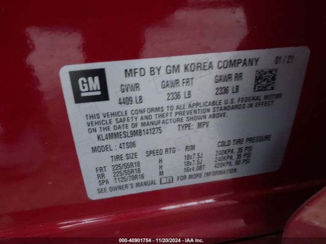 KL4MMESL9MB141275 Buick Encore Gx Awd Select