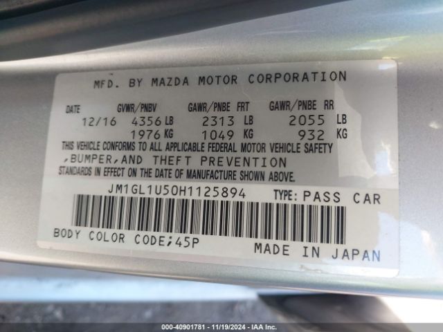 JM1GL1U50H1125894 Mazda Mazda6 Sport