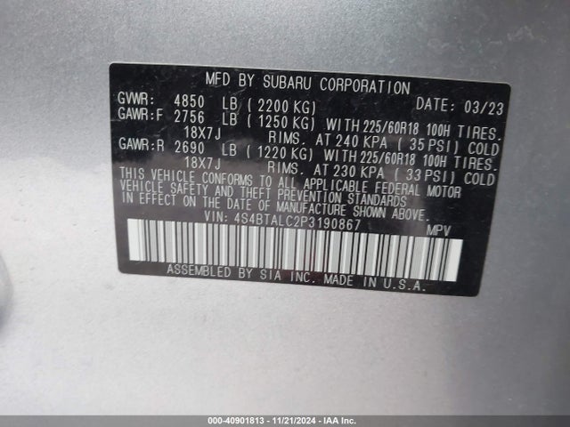 Subaru Outback Onyx Edition 2023 4S4BTALC2P3190867 Image 9