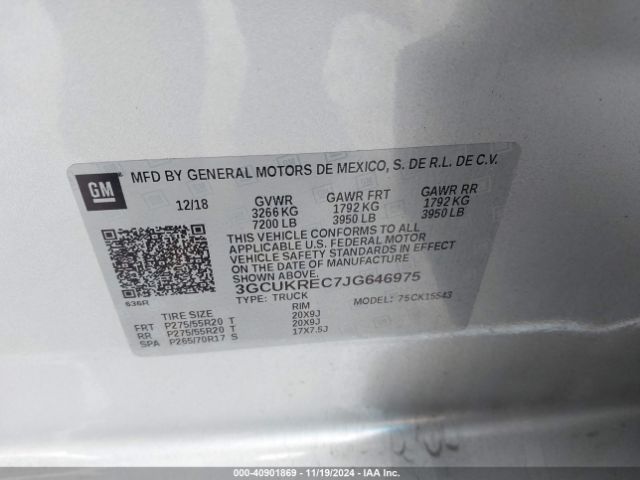 3GCUKREC7JG646975 Chevrolet Silverado 1500 Lt