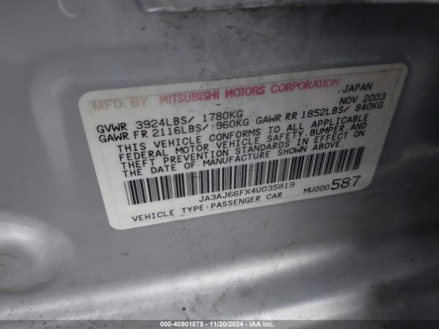 2004 MITSUBISHI LANCER JA3AJ66FX4U035819 Photo 8