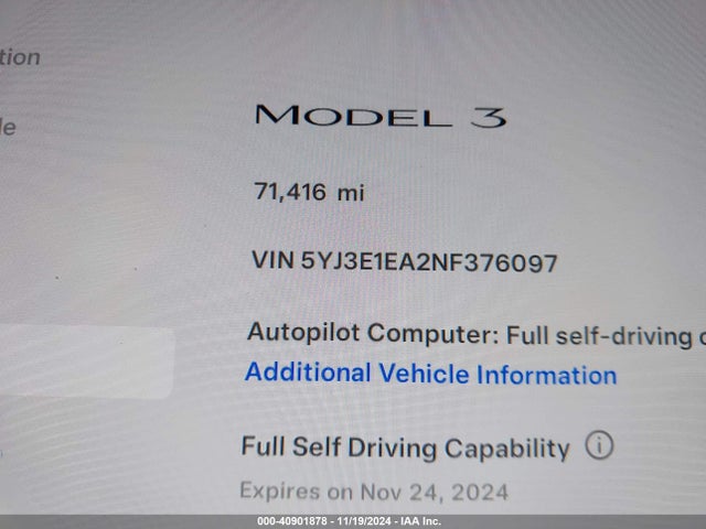 2022 TESLA MODEL 3 5YJ3E1EA2NF376097 Photo 6