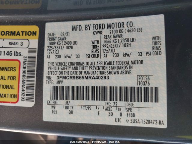 3FMCR9B65MRA40293 Ford Bronco Sport Big Bend