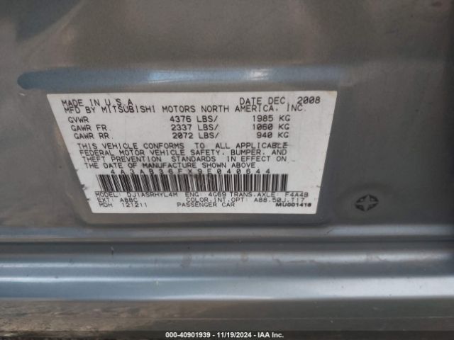 2009 MITSUBISHI GALANT 4A3AB36FX9E040644 Photo 8