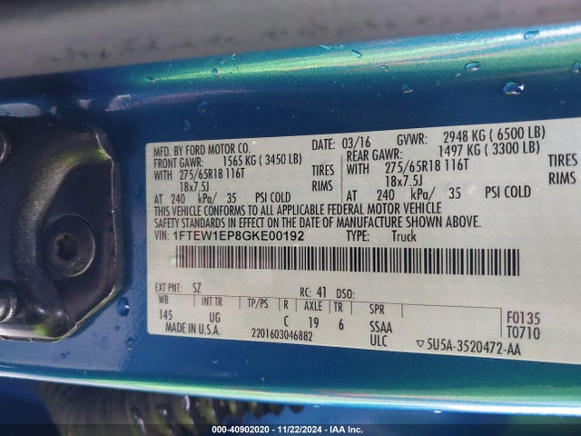 Ford F-150 Xlt 2016 1FTEW1EP8GKE00192 Image 9