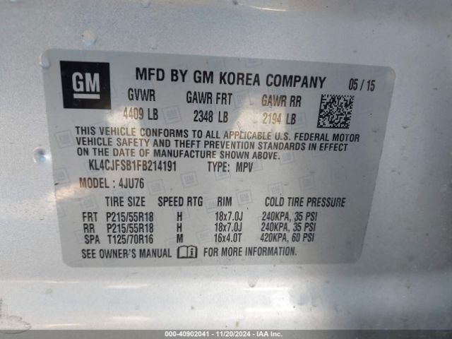 KL4CJFSB1FB214191 Buick Encore Convenience