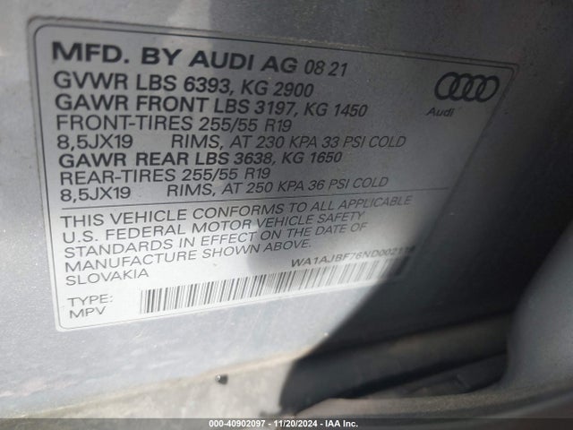 WA1AJBF76ND002119 Audi Q7 Premium 45 Tfsi Quattro Tiptronic