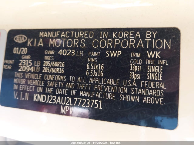 KIA SOUL LX 2020 KNDJ23AU2L7723751 Image 9