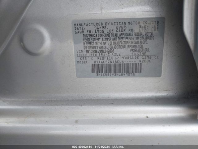 3N1CN8EV3NL849098 Nissan Versa 1.6 Sv Xtronic Cvt