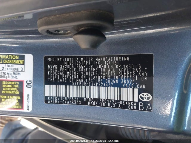 Toyota COROLLA LE 2019 5YFBURHE3KP924457 Image 9