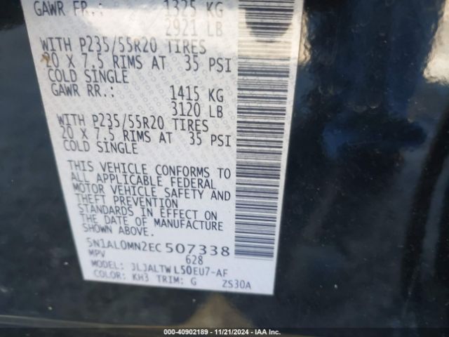 5N1AL0MN2EC507338 Infiniti QX60