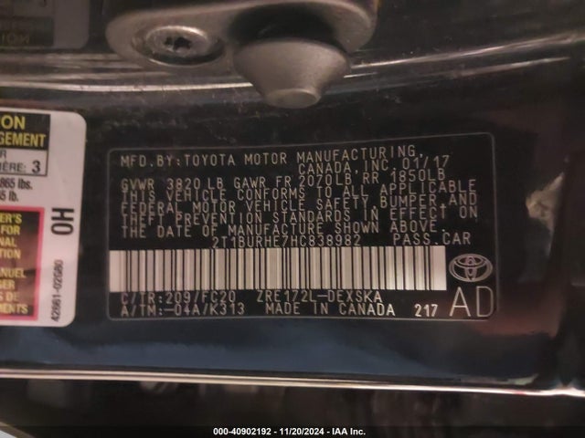 Toyota COROLLA SE 2017 2T1BURHE7HC838982 Image 9